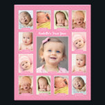 バビズ初年ピンクのキープサケ写真コラージュ フォトプリント          <br><div class="desc">ベビーの初年度を写真のコラージュで紹介モダンし、個々の写真のプリントやカットは不要！ベビーのデジタル画像を12ヶ月生まれたばかりの/1年までアップロードし、ベビーの名前でタイトルをパーソナライズする。色：ピンク</div>