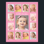 バビズ初年ピンクのキープサケ写真コラージュ フォトプリント          <br><div class="desc">ベビーの初年度を写真のコラージュで紹介モダンし、個々の写真のプリントやカットは不要！ベビーのデジタル画像を12ヶ月生まれたばかりの/1年までアップロードし、ベビーの名前でタイトルをパーソナライズする。色：ピンク</div>