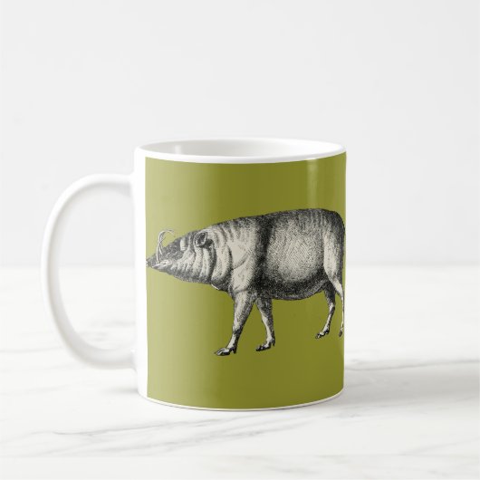 バビルサの野生のブタの雄豚のブタのWarthogのヴィンテージ コーヒーマグカップ (左)