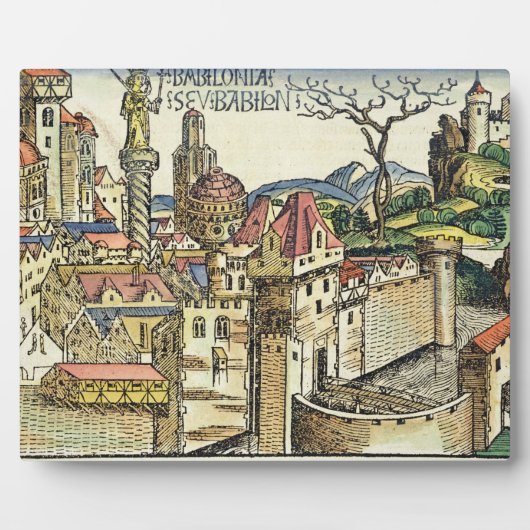 バビロンの古代都市の眺め、呉から フォトプラーク (正面)