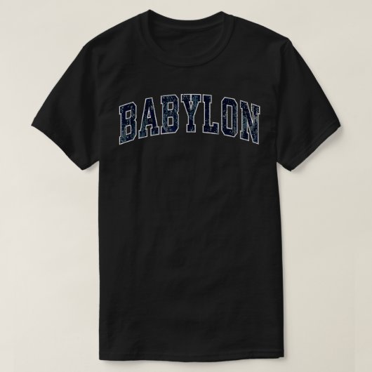 バビロンニューヨークNYヴィンテージスポーツデザインネイビーデ Tシャツ (デザイン正面)