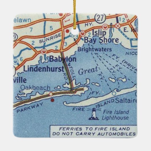 バビロンNYヴィンテージの地図 セラミックオーナメント (裏面)