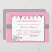 バビーガールエレファントバビシャワー招待状 招待状 (正面/裏面)