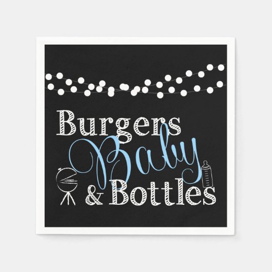 バビークバーガー男の赤ちゃんシャワーブルーピクニッククックアウト スタンダードカクテルナプキン (正面)