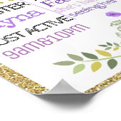 バビーシャワーのサインのポスター花その女の子の紫 ポスター (角)