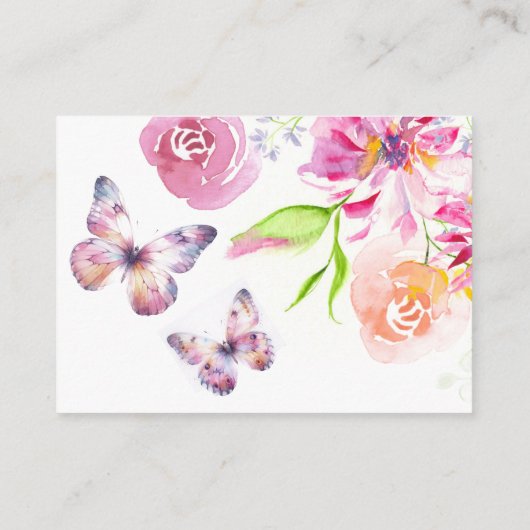 バビーシャワーエンクロージャカードおむつラッフルバタフライ エンクロージャーカード (裏面)