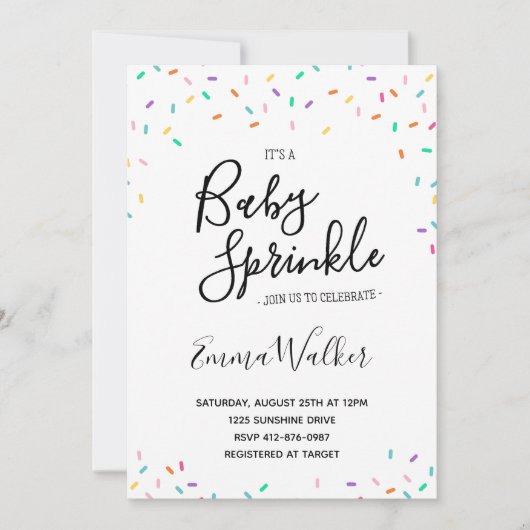 バビースシャワーの招待状を振りかけます 招待状 (正面)