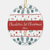 バビーズクリスマスフォトユーカリプタスベリー セラミックオーナメント (左)