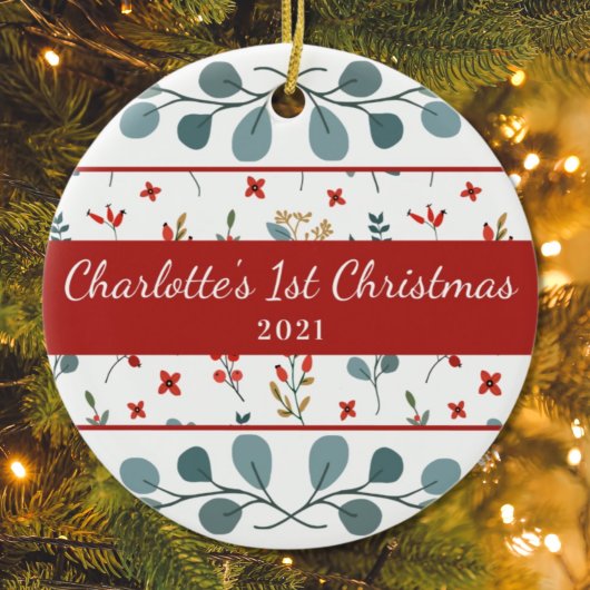 バビーズクリスマスフォトユーカリプタスベリー セラミックオーナメント