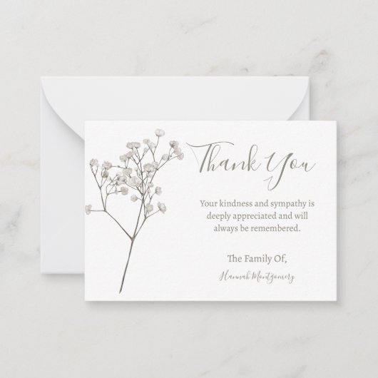 バビーズブレスフローラ悔やみや弔慰サンキューカード ノートカード (正面)