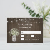 バビーズブレスメイソン素朴ジャーのフェアリー結婚ライツ 出欠カード (スタンド正面)