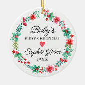 バビーズ初めてのクリスマスオーナメントウォーターカラーリース セラミックオーナメント (正面)