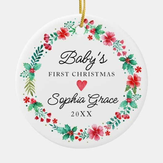 バビーズ初めてのクリスマスオーナメントウォーターカラーリース セラミックオーナメント (正面)