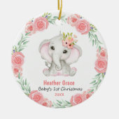 バビーズ初めてのクリスマスガールズエレフパーソナライズされたト セラミックオーナメント (正面)