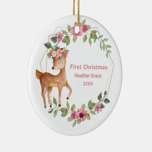 バビーズ初めてのクリスマスガールズディアーパーソナライズされた セラミックオーナメント (右)