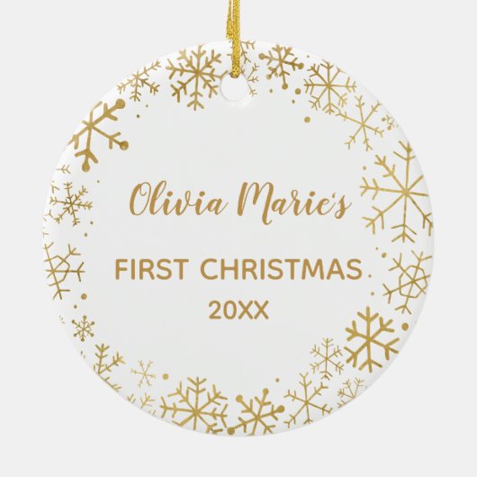 バビーズ初めてのクリスマスジョイ金ゴールドスノーフレークカスタムーズ セラミックオーナメント (裏面)