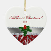 バビーズ初めてのクリスマスゼブラレッドシルバーオーナメント セラミックオーナメント (裏面)