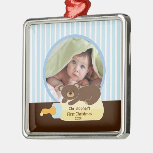 バビーズ初めてのクリスマスフォトオーナメントベアボトル メタルオーナメント (左)