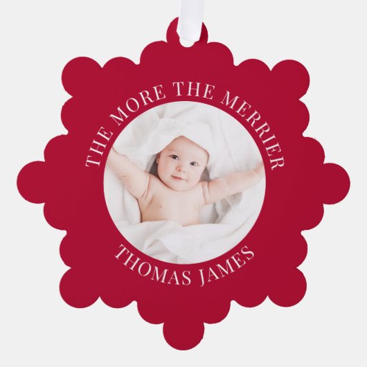 バビーズ初めてのクリスマスフォトレッドホリデイ オーナメントカード (正面)