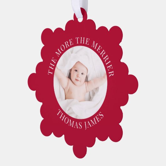 バビーズ初めてのクリスマスフォトレッドホリデイ オーナメントカード (左)