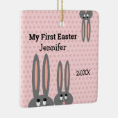 バビーズ1stイースターバニーピンクパーソナライズされた セラミックオーナメント (右)