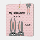 バビーズ1stイースターバニーピンクパーソナライズされた セラミックオーナメント (左)