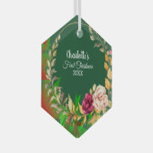 バビーズ1stクリスマスウォーター色フローラリースグリーン ガラスオーナメント (正面右)