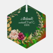 バビーズ1stクリスマスウォーター色フローラリースグリーン ガラスオーナメント (裏面)