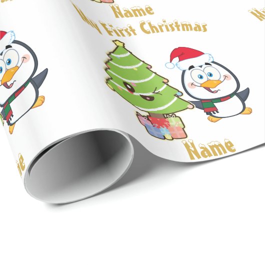 バビー初めてのクリスマスおもしろいパーソナライズされた ラッピングペーパー (ロールコーナー)