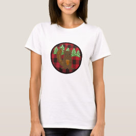バファロー・チェック・ウッドランド・リスのホリデーTシャツ Tシャツ