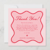 バファンキーンタイン写真赤とピ結婚ンク サンキューカード (正面)