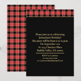 バフアローチェックパターンカスタムカラーSVGパーティー 招待状