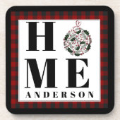 バフアローチェック オーナメント 「ホーム」 名前入り コースター (正面)
