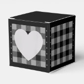 バフアローチェック - グレーとブラック - ハート フェイバーボックス (正面サイド)