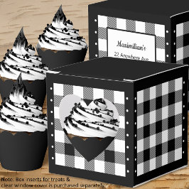 バフアローチェック - ブラック＆ホワイト - ハート フェイバーボックス