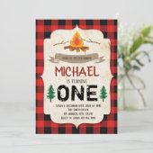 バフアロープリント焚き火パーティー招待状 招待状 (スタンド正面)
