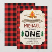 バフアロープリント焚き火パーティー招待状 招待状 (正面/裏面)