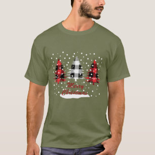 バフアロープレイドのクリスマスツリー Tシャツ