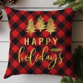バフアロープレイドのハッピーホリデー クッション