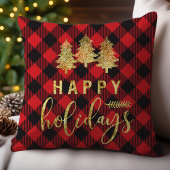 バフアロープレイドのハッピーホリデー クッション