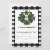 バフアロープレイドのフェスティブなトナカイのクリスマスパーティー 招待状 (裏面)