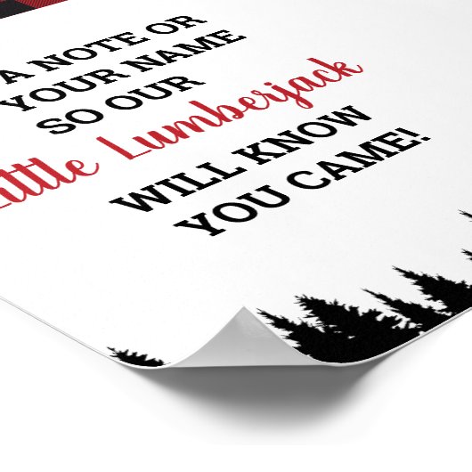 バフアロープレイドのベイビーシャワー ゲストブックサイン プリント (角)