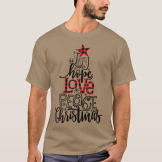 バフアロープレイドの喜び希望愛平和のクリスマスツリーP Tシャツ