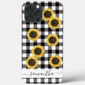 バフアロープレイドひまわりブラックホワイトモノグラム Case-Mate iPhoneケース (裏面)