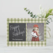 バフアロープレイド写真ハッピー ホリデー パーソナライズド シーズンカード (スタンド正面)