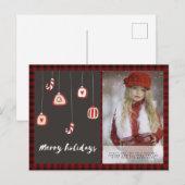 バフアロープレイド写真 クリスマス 新年 フォークアート オーナメント ポストカード (正面/裏面)