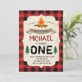 バフアロープレイド焚き火パーティー招待状 招待状 (スタンド正面)