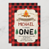 バフアロープレイド焚き火パーティー招待状 招待状 (正面/裏面)