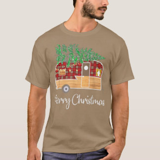 バフアロープレイド キャンピング メリークリスマスライト ツリー Tシャツ
