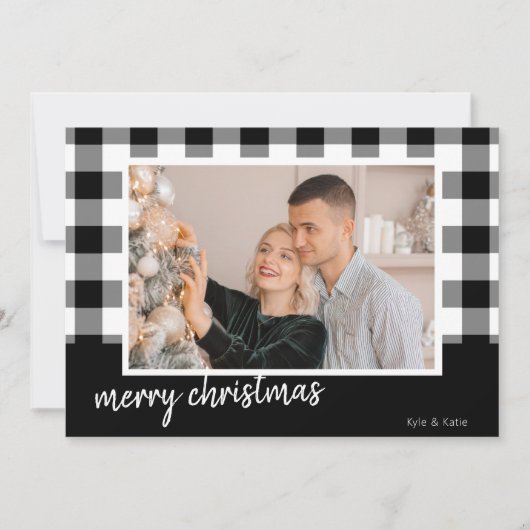 バフアロープレイド クリスマス フォト クリスマス カード (正面)